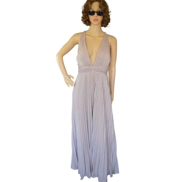 Lulus Especially Stunning Blush Pink Sparkly Pleated Maxi Prom Dress Size Medium - Picture 2 of 12